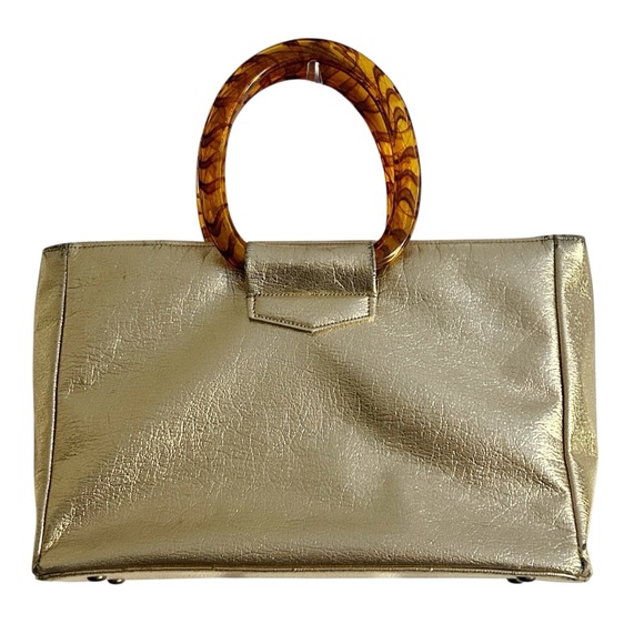 Vintage 1960s JR Florida Gold Tortoiseshell Handle Tote